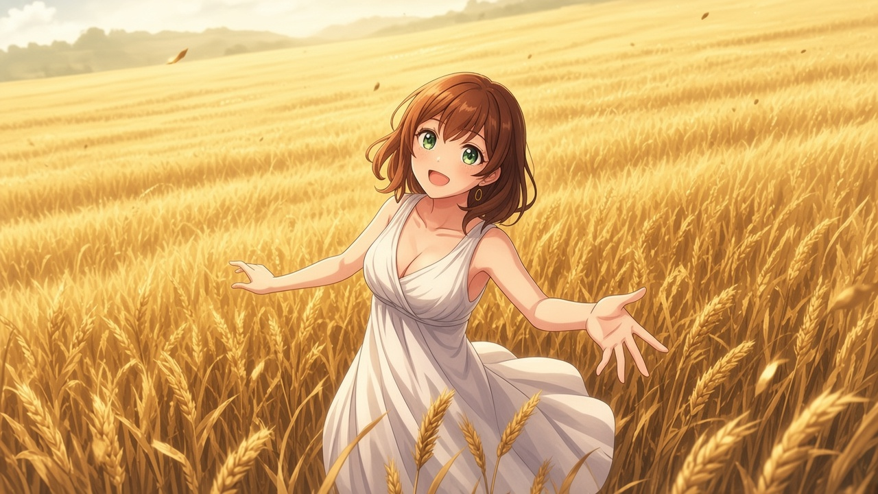 Hollow Divinity — Pelagia in a golden wheat field